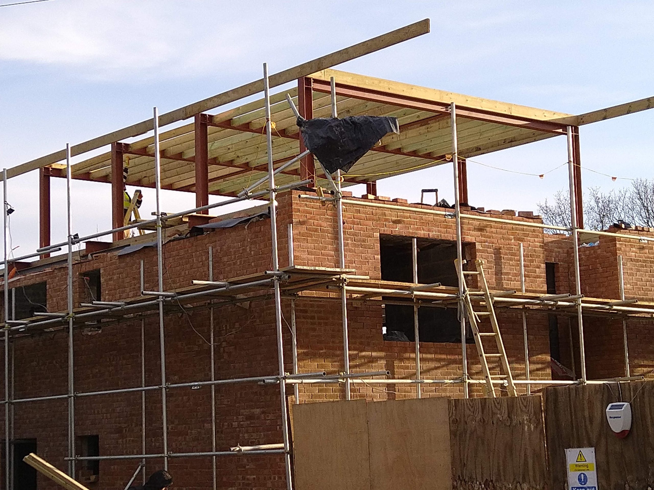 Residential roof construction work